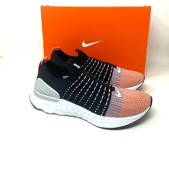 Nike React Phantom Run FK2 Black Orange White Sneaker Men's Size DQ7647 001 - Picture 4 of 12